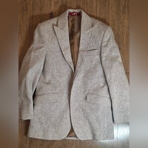 Linen Kid's Blazer Light Gray/Tan
